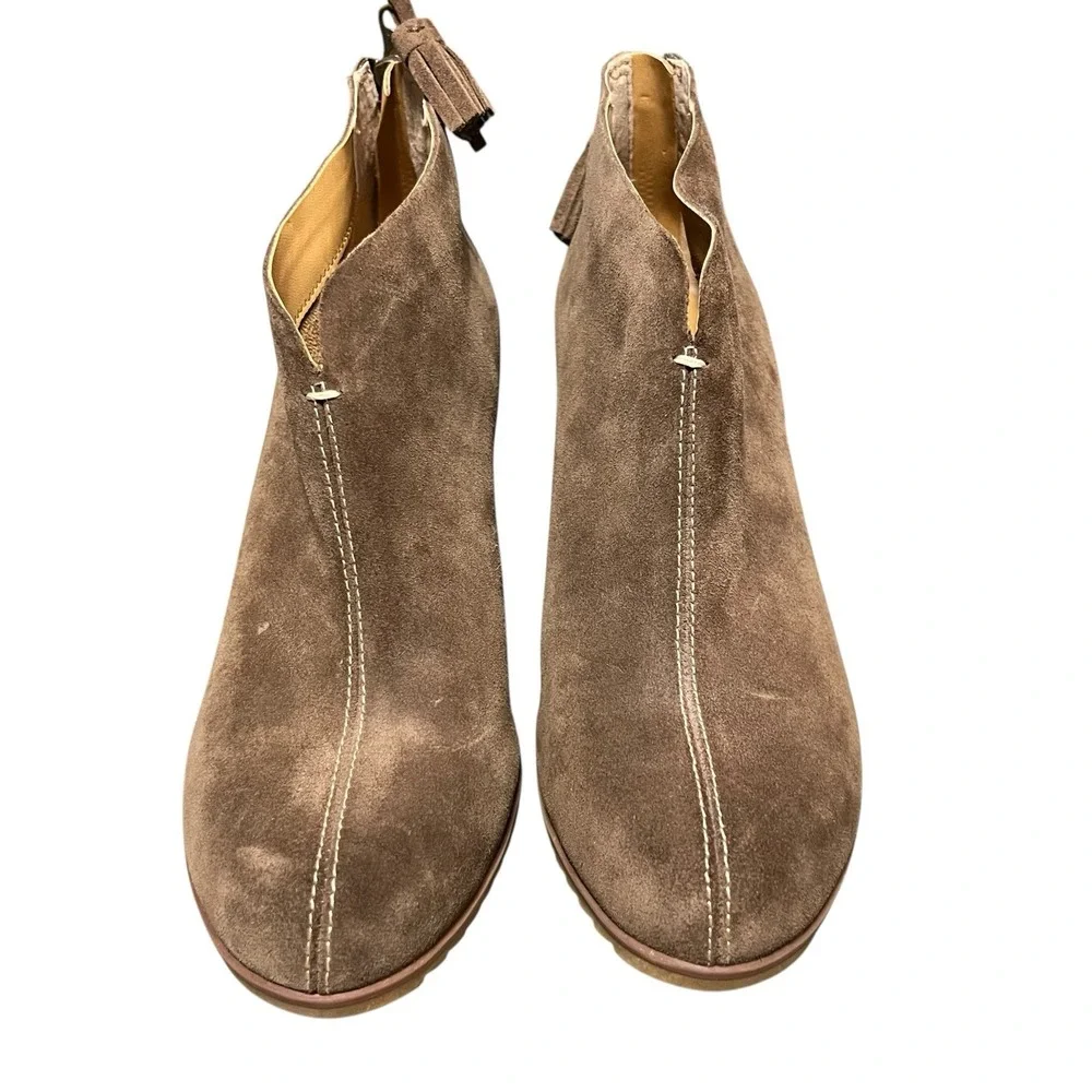 Korks Kork Ease Suede Wedge Ankle Booties Womens 8 Brown Taupe Haldor Back Zip